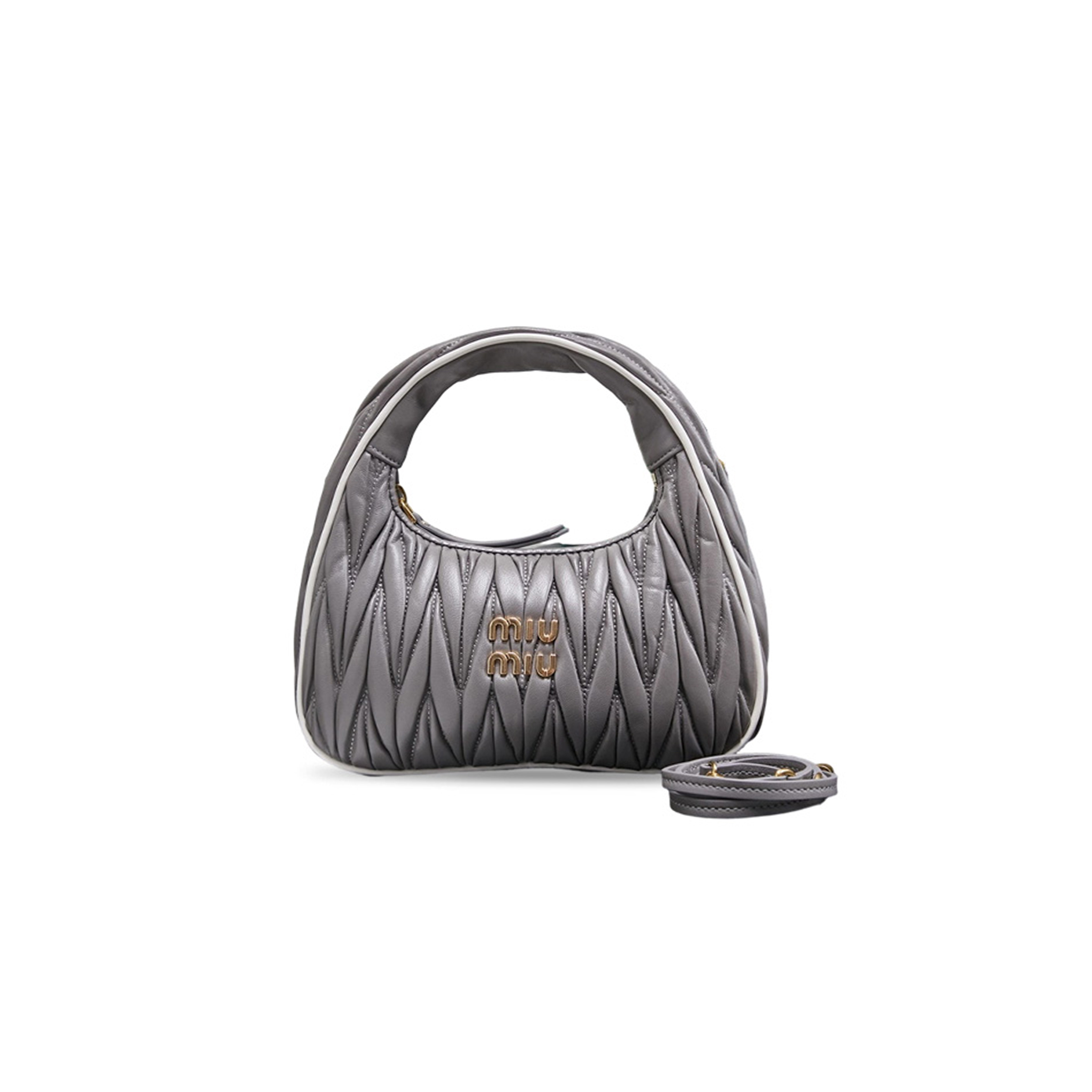 MIU MIU WANDER MATELASSÉ LEATHER SMALL HOBO BAG 5BC125 (20*17*6cm)